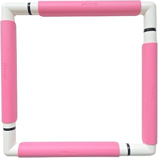 Nurge Rectangle Plastic Embroidery Snap Frame - Cross Stitch Hoop & Needlepoint Stretcher Bars for Hand Crafting, Punch Needle, Quilting, Sewing Supplies - Lightweight & No-Crease 11.5x11.5 Pink