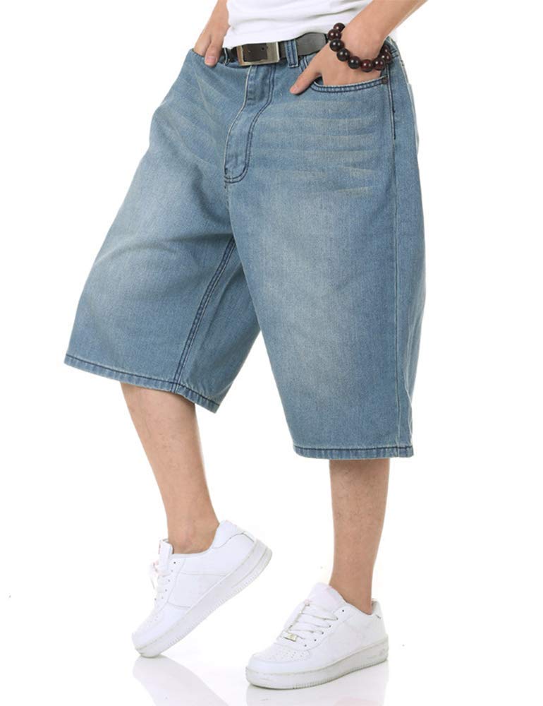 Kinghua Baggy Jean Shorts for Men Casual Loose Fit Hip Hop Skateboard Denim Shor