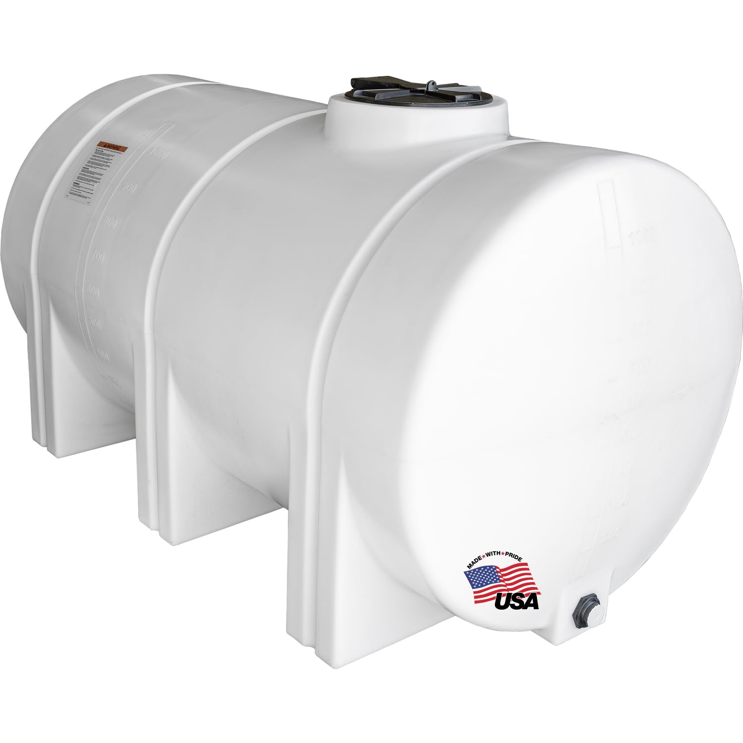 RomoTech 1065 Gallon Polyethylene Storage Tank with Legs–Heavy-Duty Horizontal W