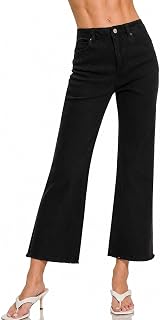 LOVER BRAND FASHION Women's High Waist Cropped Wide Leg Colored Denim Jeans