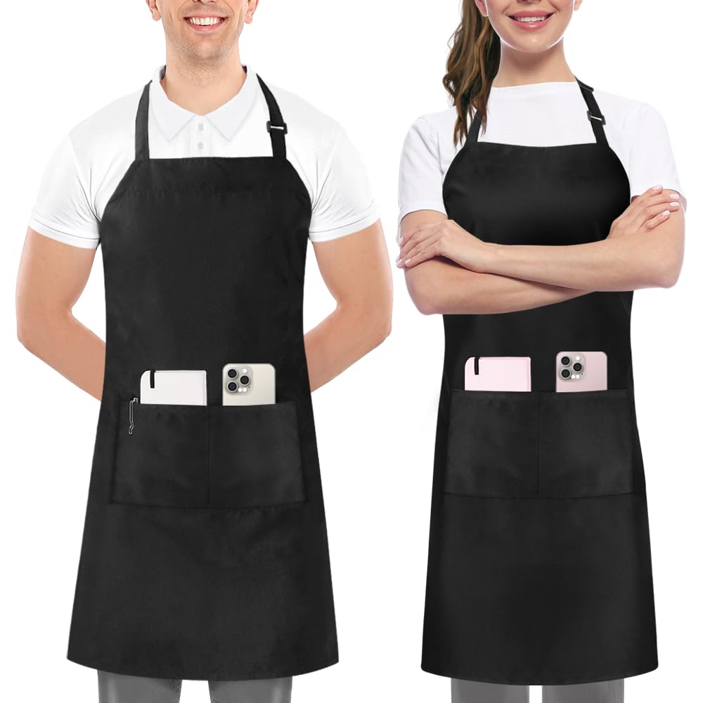 Utopia Kitchen Bib Aprons 2 Pack Adjustable With 2 Pockets 100% Polyester | Chef