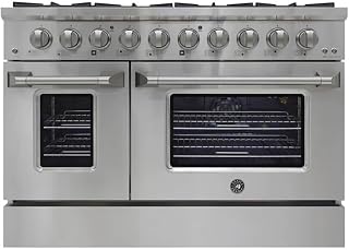 Brama 6.7 Cu. Ft. Stainless Steel Dual Fuel Slide In Range Gas Cooktop Electric Oven Convection Cooking Large Capacity 5 Burners Touch Controls True European Convection