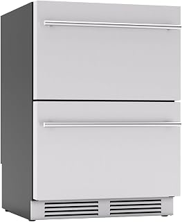 Zephyr Presrv 24 Inch Refrigerator Drawers Wine & Beverage Fridge | Single Zone Stainless Steel Wine Cooler Home Bar Under Counter Freestanding Built In, Energy Star Certified, 5.4 Cu. Ft