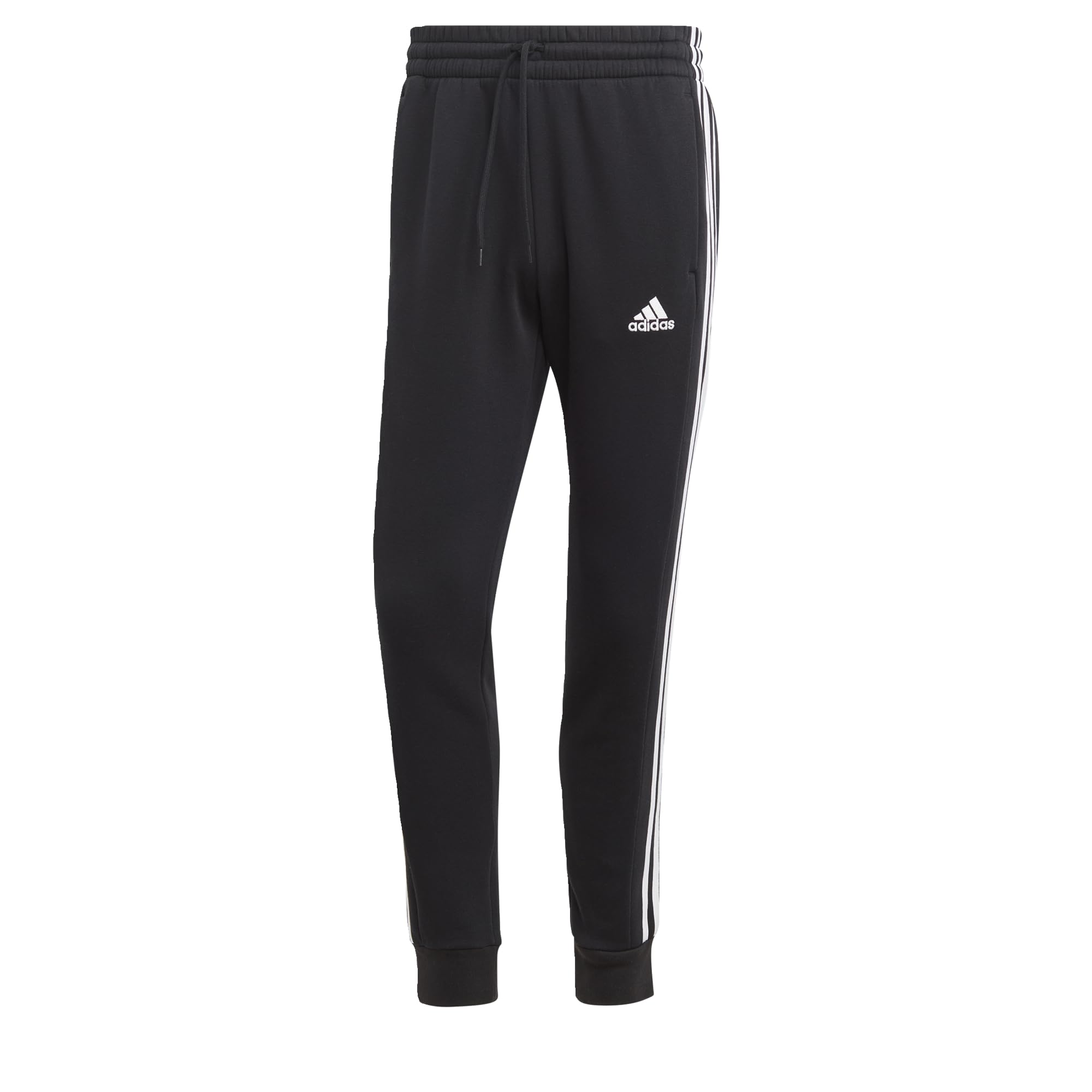 adidas Mens Essentials 3-Stripes Fleece Tapered Cuff Pants