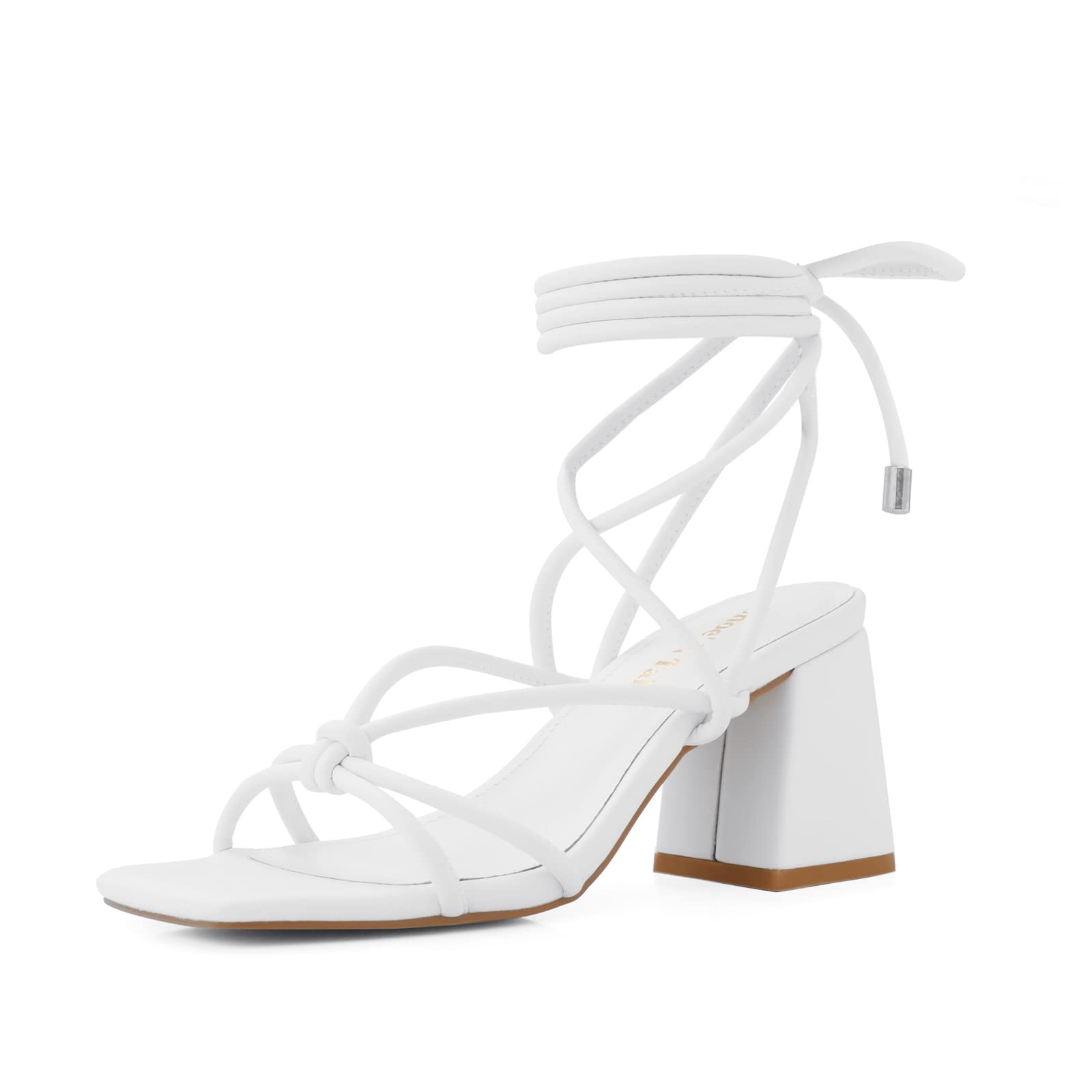 Shoe'N Tale Lace Up Heels Women Square Toe Sandals
