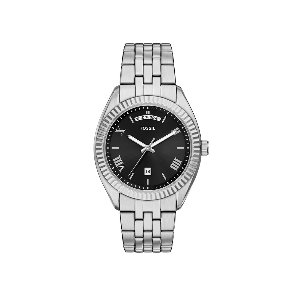 Fossil Men's Campbell Three-Hand Day-Date Stainless Steel Watch (Model: FS6139)