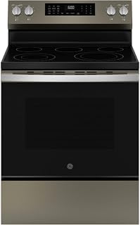 GE GRF600AVES 5.3 Cu. Ft. Freestanding Electric Convection Range with Steam Cleaning and EasyWash Tray - Slate