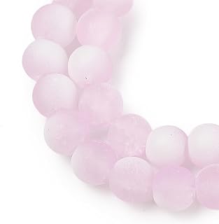 50pcs Pink Crackle Glass Beads 8mm Round Beads for Jewelry Making Friendship Bracelets Earrings Necklace DIY Crafts Making