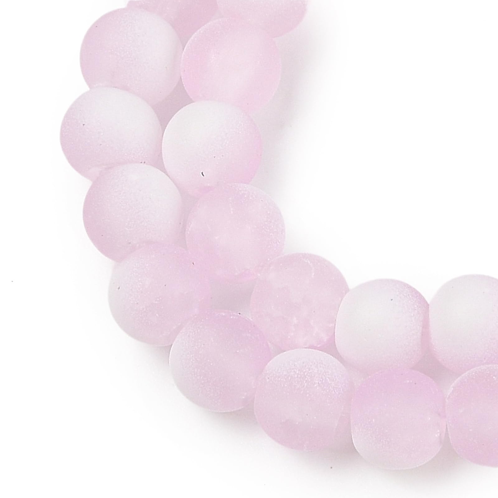50pcs Pink Crackle Glass Beads 8mm Round Beads for Jewelry Making Friendship Bra