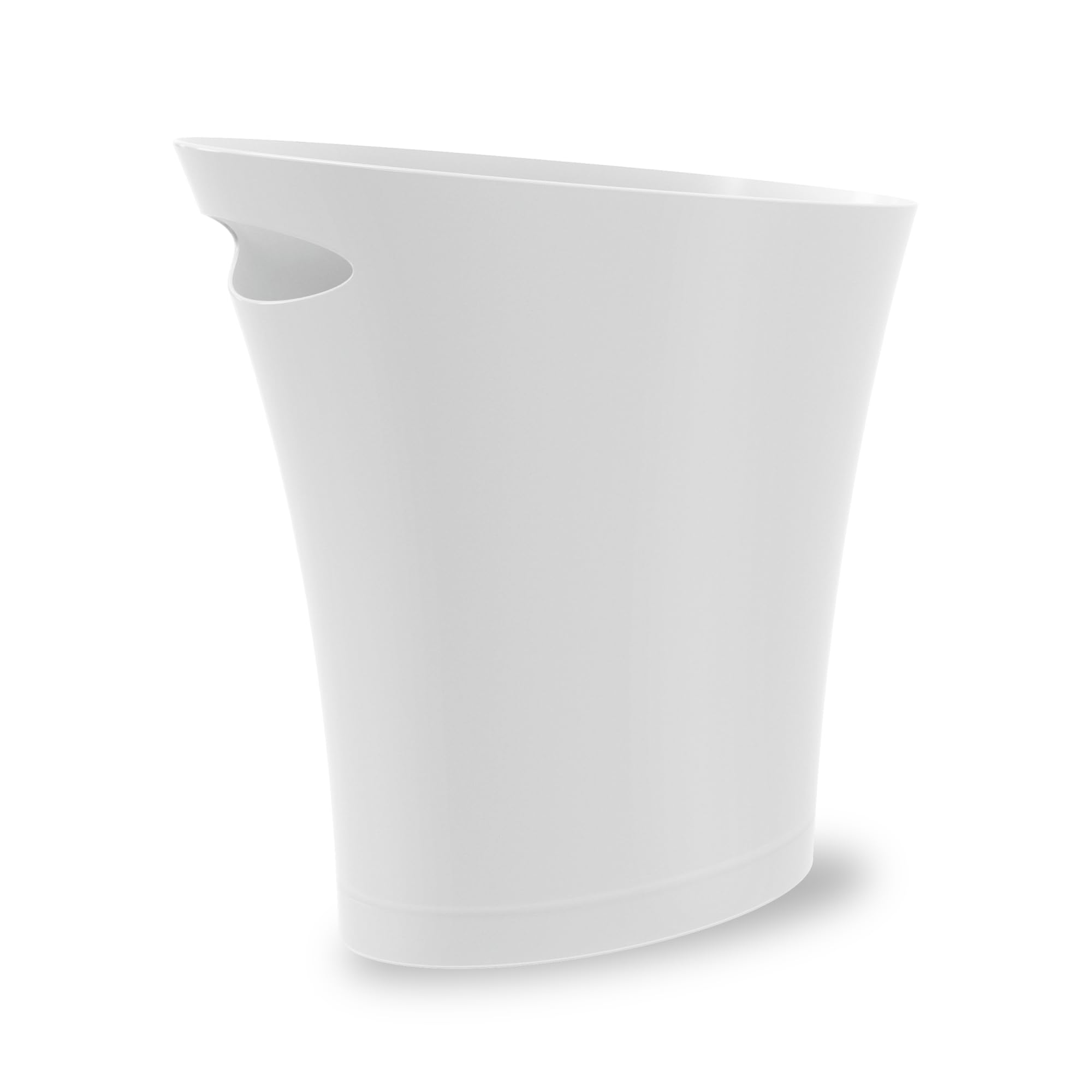Umbra Skinny Trash Can, Slim Bathroom Garbage Can, 2 Gallon, Metallic White | Bu
