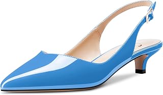 Castamere Women's Low Kitten Heel Lace Toe Cap Slingback Pumps Cute Dress Office Shoes Sandals Sexy 3.5 cm Heels