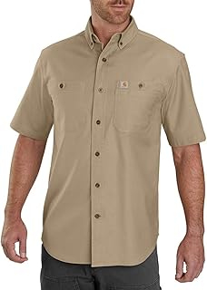 Carhartt Herren Rugged Flex Relaxed Fit Midweight Canvas Short-Sleeve Shirt Button-Down-Arbeitshemd
