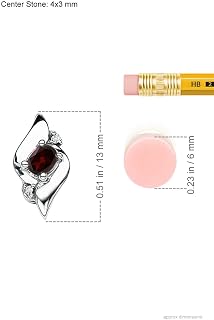 Angara Natural Shell Style Oval Garnet and Diamond Pendant/Necklace in Sterling Silver/14K Solid Gold/Platinum for Women | January Birthstone Jewellery for Her | Anniversary,Wedding