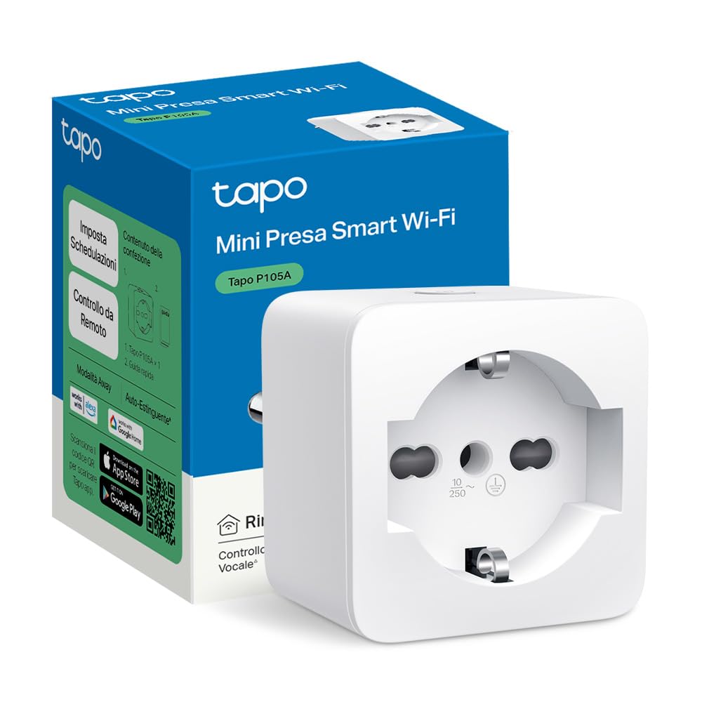 Tapo P105A Smart Italian WiFi Socket L Type 10A Timer Alexa Google | For Lamps, 