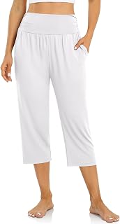 UEU Women's Yoga Capri Pants Loose Soft Drawstring Workout Sweatpants