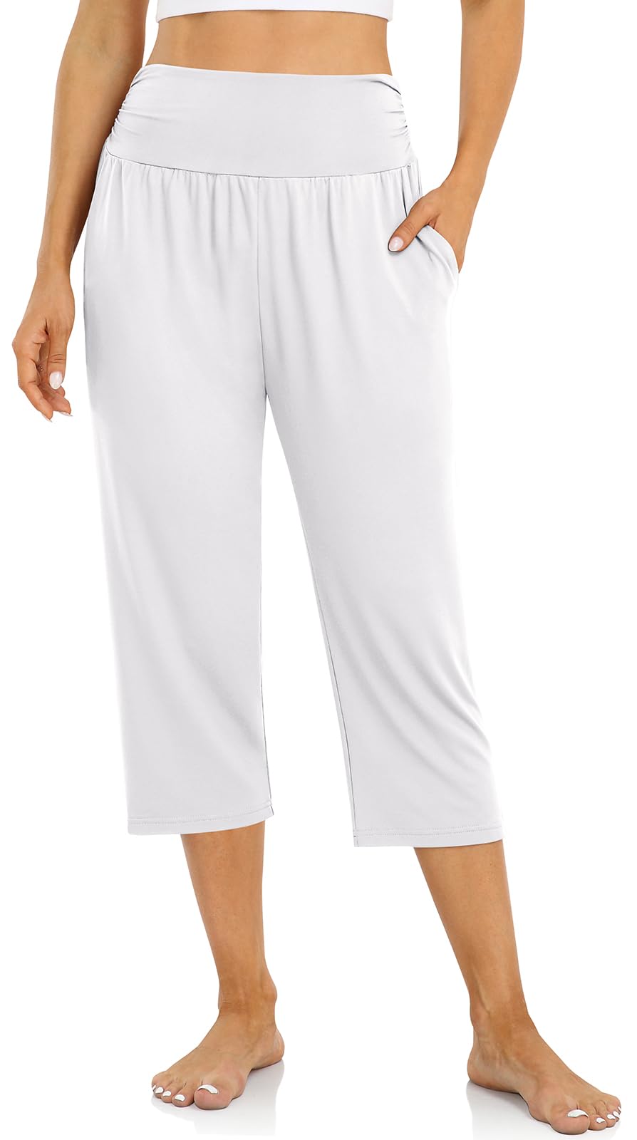 UEU Women's Yoga Capri Pants Loose Soft Drawstring Workout Sweatpants