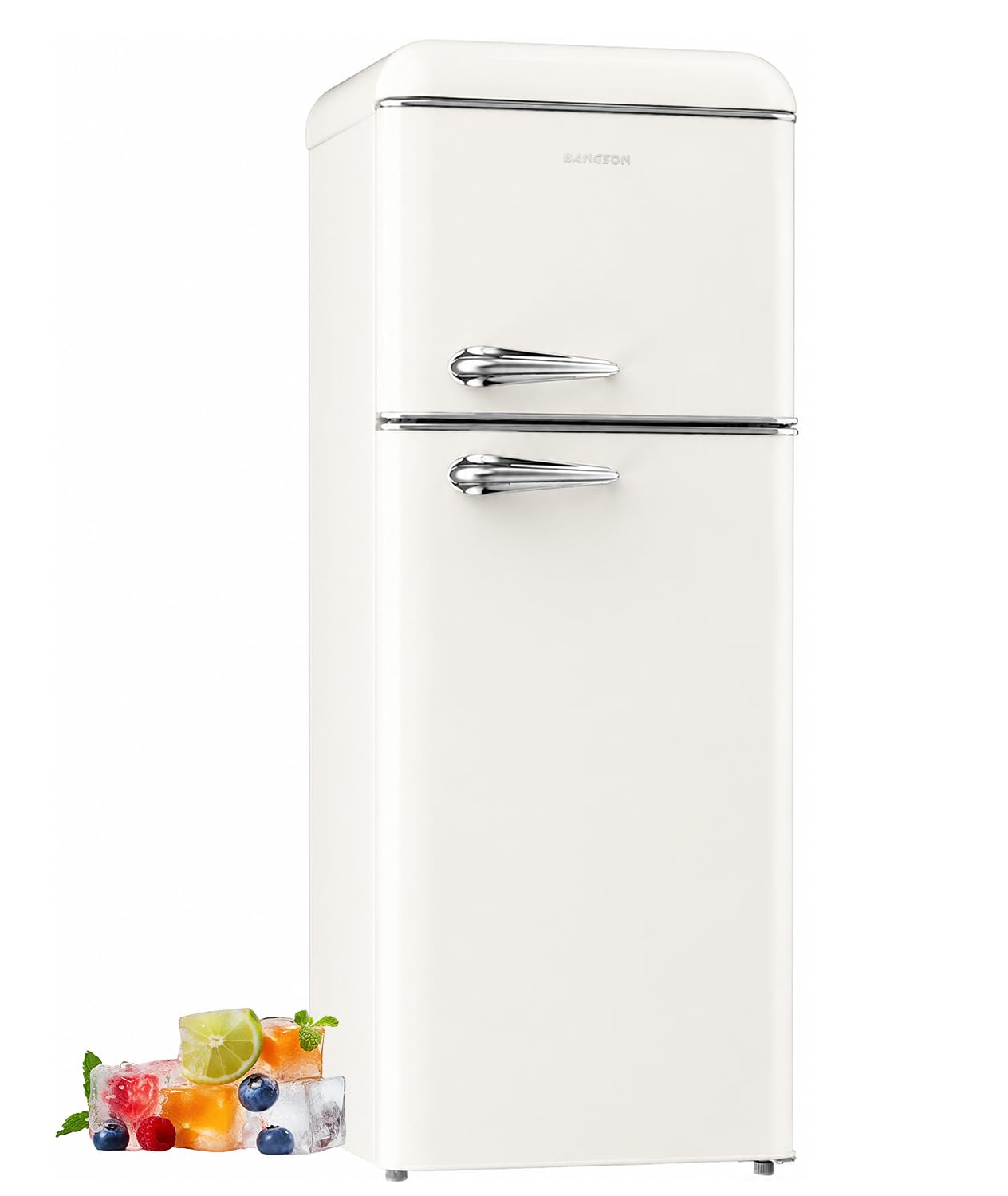 BANGSON 7.5 Cu.Ft Retro Refrigerator with Top Freeze White | 2 Door Apartment Fr