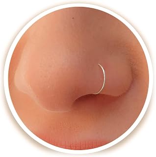 Silver Nose Ring - Thin Small 24 Gauge 7mm Nose Piercing Jewelry - 925 Sterling Silver Nose Rings For Women - Handmade Comfortable Nose Hoop - Gift Ready