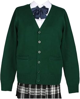 jinghuiyue Women's Cardigan School Uniform Sweater V Neck Button Down Knit Cardigans Coat with Pockets