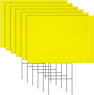 Okuna Outpost Corrugated Plastic Yard Signs - Neon Yard Signs with Stakes - Open House & Real Estate Signs - 6 Pack, 17 x 12 in, 4mm, Neon Yellow