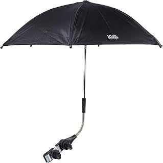 Universal Pushchair Parasol, Baby Pram Umbrella Stroller & Buggy - Black | Sun Umbrella for Pram, Pram Umbrella, UV Protection SPF 50+ Pushchair Parasol, Strong Adjustable Clamp, Pram Parasol