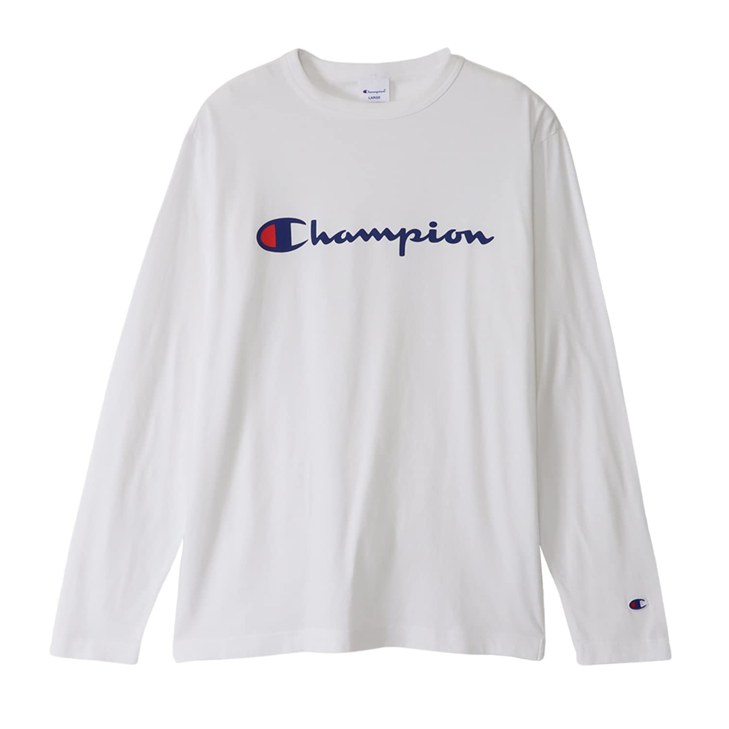 Champion C8-W419Z Men's Long Sleeve T-Shirt, Round Neck, 100% Cotton, Script Log