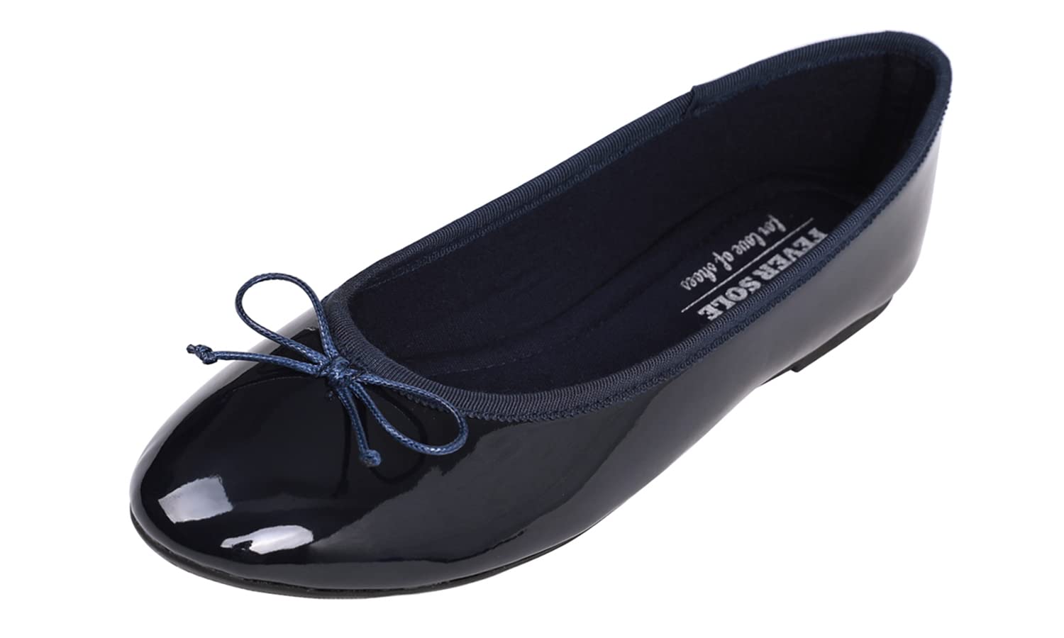 Feversole Ballerina in Coloured Patent Leather with Memory Foam Cushion for Maca