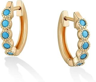Bohemia Blue Stone Hoop Earrings for Women Dainty Ear Circle Accessories