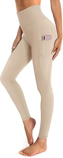 OUGES High Waist Yoga Pants with Pockets for Women Running Gym Leggings