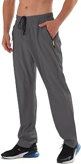 Men's Elastic Waist Hiking Pants Water Resistant Quick-Dry Lightweight Outdoor Sweatpants with Zipper Pockets