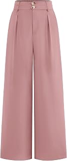 BTFBM Women Wide Leg Pants High Waist Button Pleat Business Pants Casual Office Work Palazzo Pants