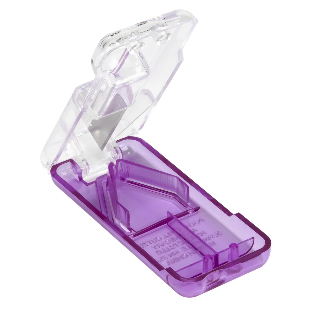Ezy Dose Pill Cutter & Splitter, Built-in Pill Dispenser, Purple | Easy-Cut Stai