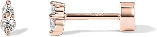 PAVOI Dainty Flat Back Earrings for Women, 14K Gold Plated CZ Stud Piercing