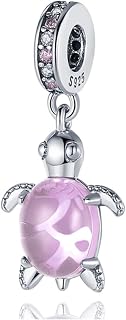 925 Sterling Silver Pink Turtle Bead Slider Cubic Zirconia Charm For Pandora Bracelets Charms Necklace | Gift Packed