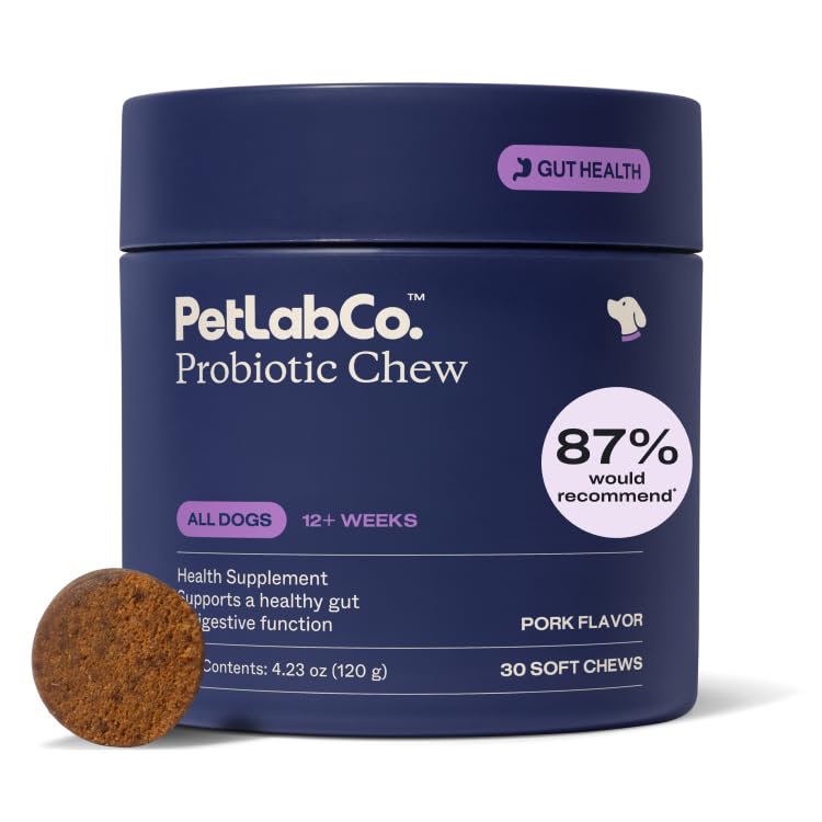 PetLab Co. Probiotic Chews for Dogs, 30 Soft Chews, Pork | 8-strain probiotic bl