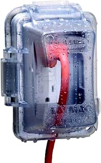 TayMac EXTRA DUTY 16-in-1 1-Gang Weatherproof In-Use Cover, Clear | Locking Outdoor Outlet Cover with 80.7 cu-in Deep-Format Capacity That Fits Bulky Plugs and Adapters