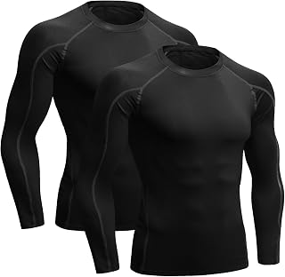 Niksa 2 Pièces Tee Shirt Compression Homme Maillot Running Baselayer Manches Longues