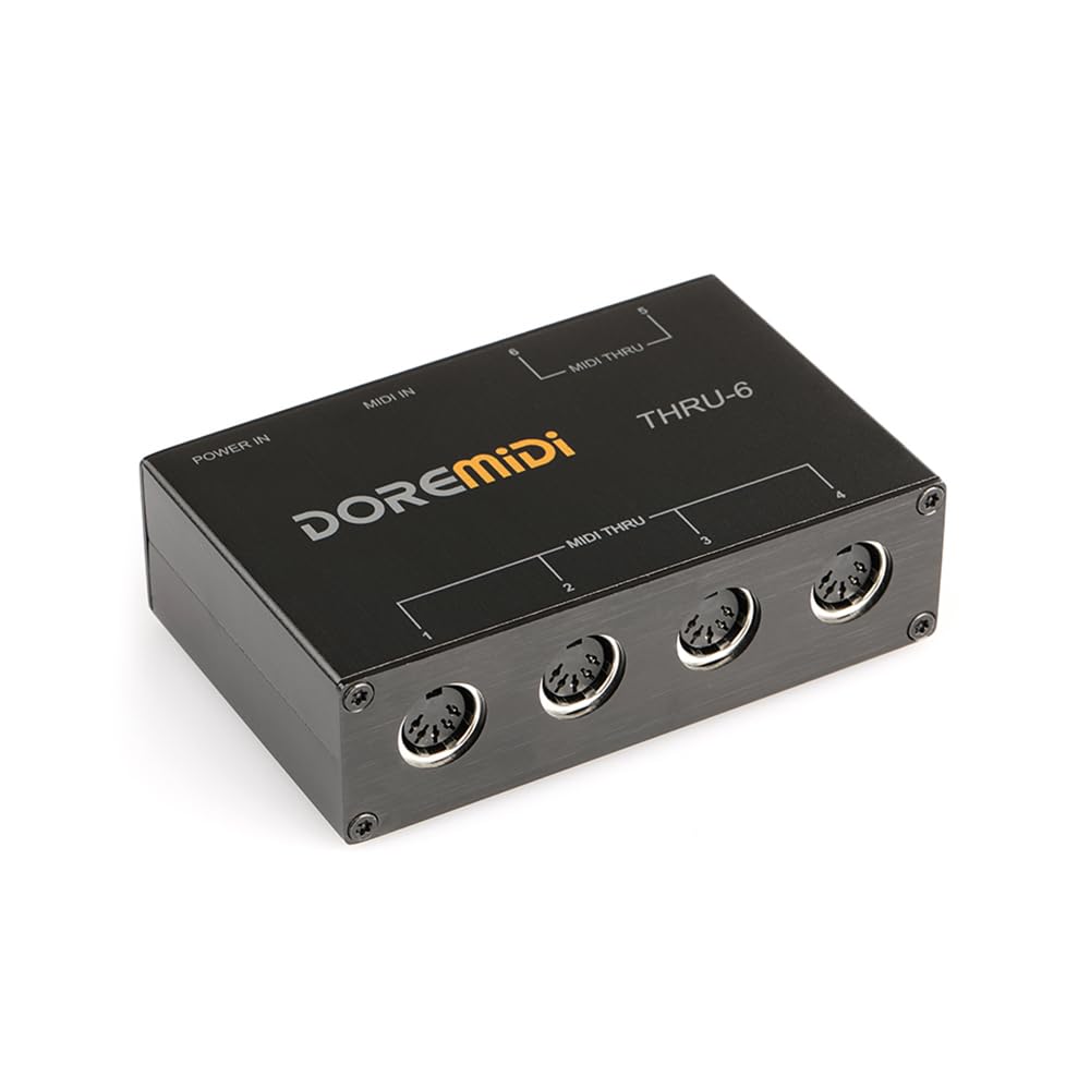 HXBER MIDI Box 1-in 6-Out MIDI Splitter Converter Host Box Plug and Play Compati