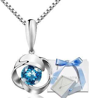 EVER FLAWLESS Women's Necklace, Silver, Swarovski Zirconia, Mother's Day, Girlfriend, Wife, Anniversary Gift, Blue, Venetian Chain, 17.7 inches (45 cm), Birthday, Christmas, Gift, Hypoallergenic