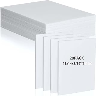 20Pcs White Foam Board 14 x 11 inch White Poster Board 3/16" Thick Foam Core Board White Foam Backing Boards for Crafts Poster Making Art Presentations