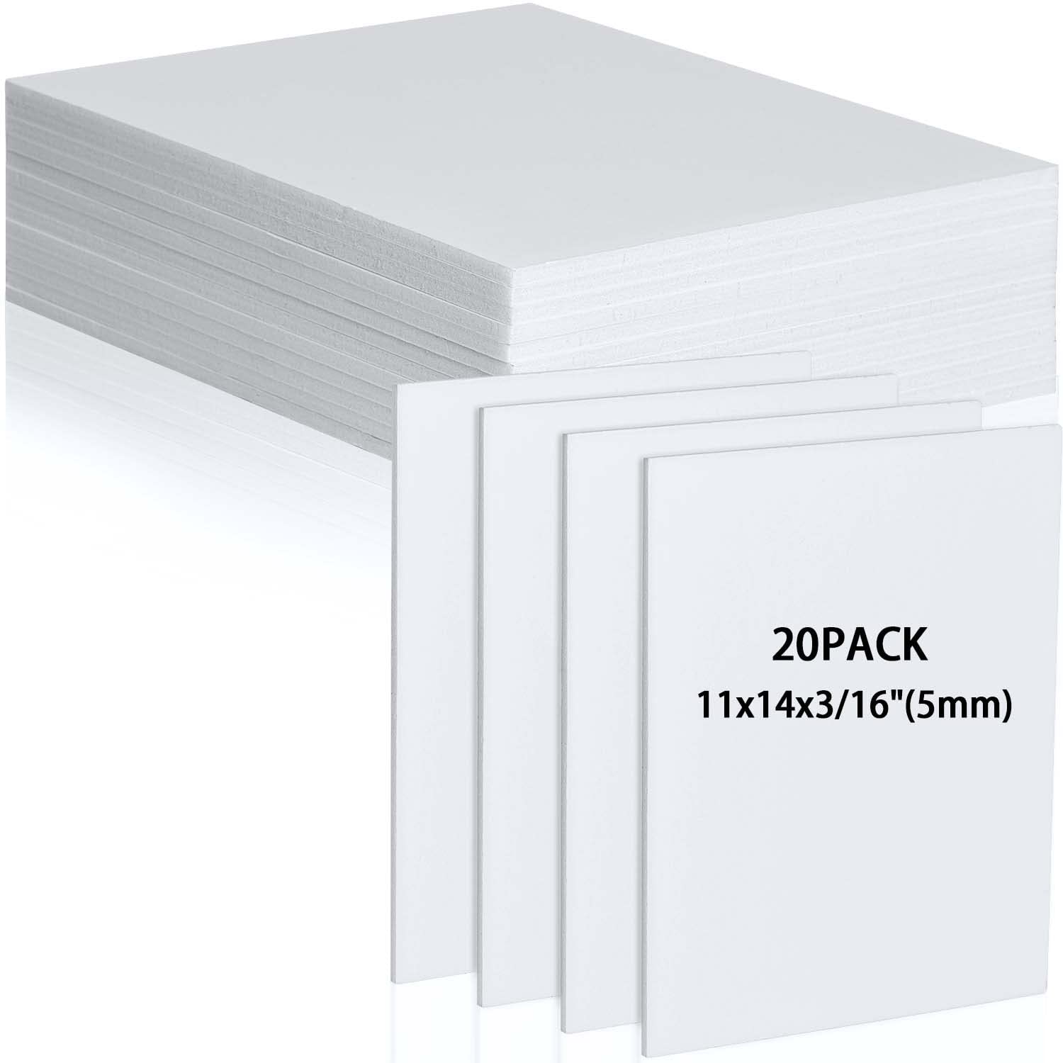 20Pcs White Foam Board 14 x 11 inch White Poster Board 3/16" Thick Foam Core Boa