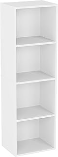 Vida Designs Oxford 4 Tier Cube Bookcase, White Wooden Shelving Display Storage Unit Office Living Room Furniture