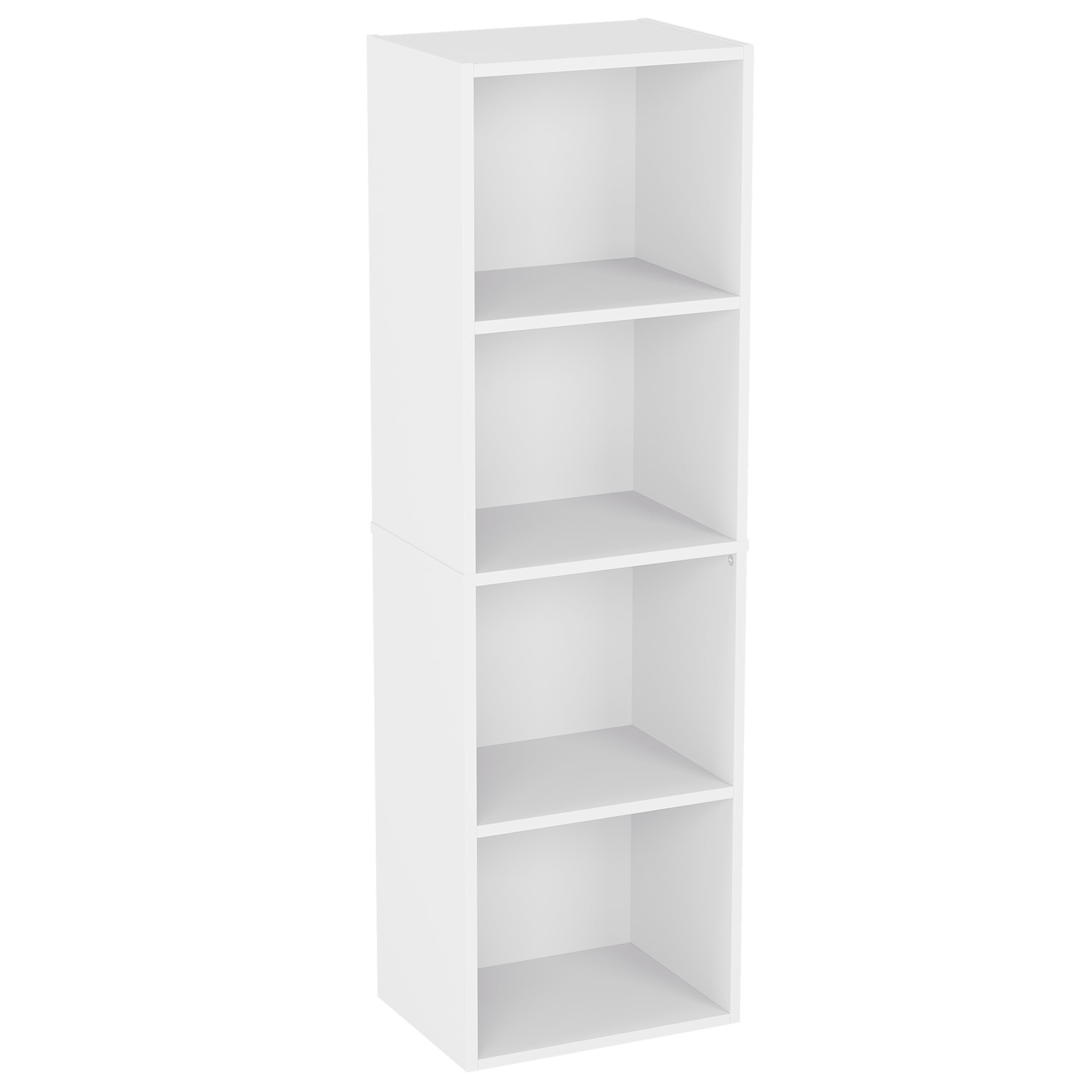 Vida Designs Oxford 4 Tier Cube Bookcase, White Wooden Shelving Display Storage 
