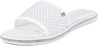 Juicy Couture Womens Slip On Sandals Glitter Bling Open Toe Sparkle Flats Summer Casual Dress Shoes