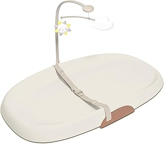 Skip Hop Baby Changing Pad Nursery Style Wipe-Clean Contoured with Cushioned Foam, Non-Skid Base, Built-in Safety Belt &amp; Tuck-Away Toy Bar Fits Standard Changing Tables, Oat