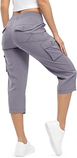 TBMPOY Women's Hiking Cargo Trousers Lightweight Breathable Water Resistant Zip Fishing Camping Trousers