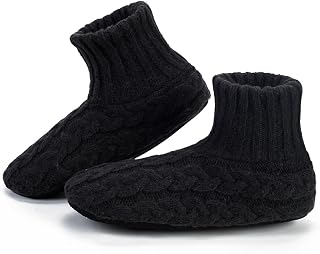 LEMZONE Mens Warm Slipper Socks with Grippers Winter Fuzzy House Shoes