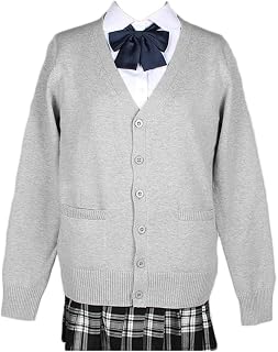 jinghuiyue Women's Cardigan School Uniform Sweater V Neck Button Down Knit Cardigans Coat with Pockets