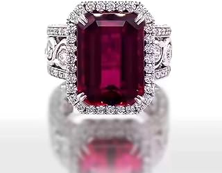Prong Set 12mmx16mm Red Square Cubic Zirconia Ring for Women