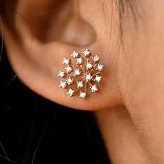 Rose Gold Color Cubic Zirconia Stud Earrings Sparkling Accessories for Women